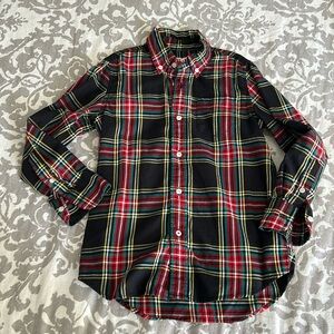 Boys CrewCuts holiday plaid button down shirt sz 6-7
